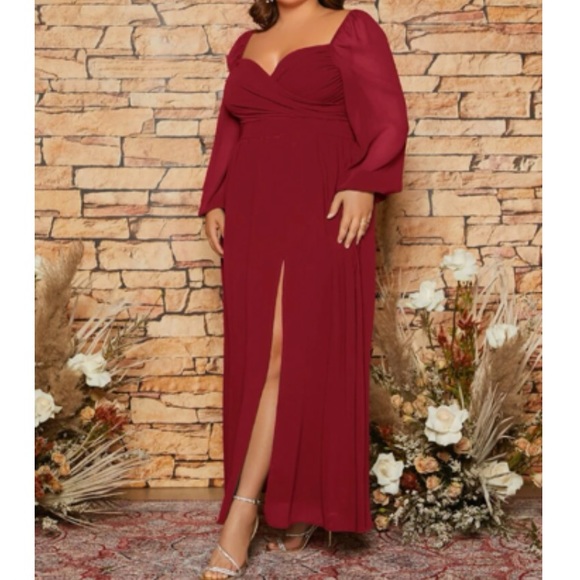 Luxe plus party bridesmaids wedding prom evening sweetheart neck satin dress - Picture 2 of 7